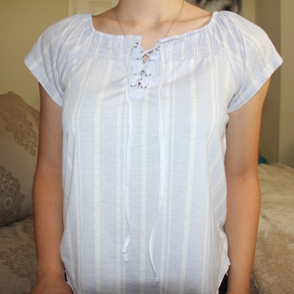 NEW Draw String Striped Top - Picture 3 of 5